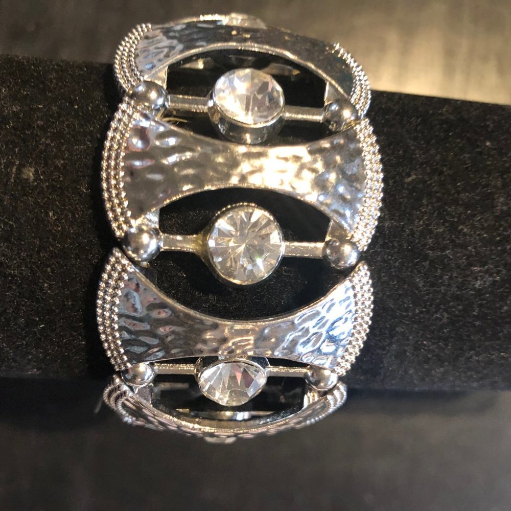 Rhinestone and silver statement bangle - Picture 3 of 3